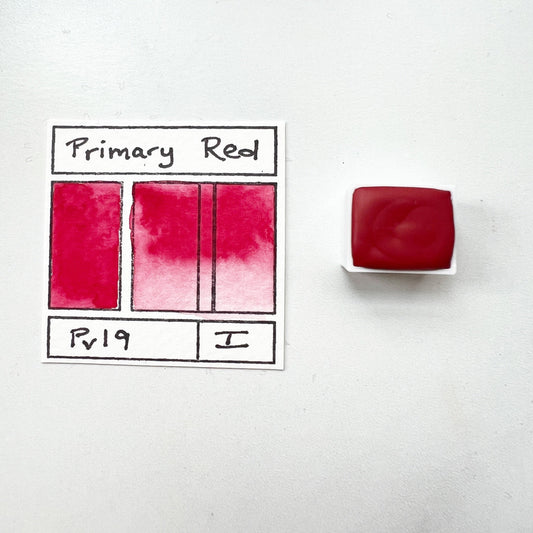 Primary Red. Half pan, full pan or bottle cap of handmade watercolor paint