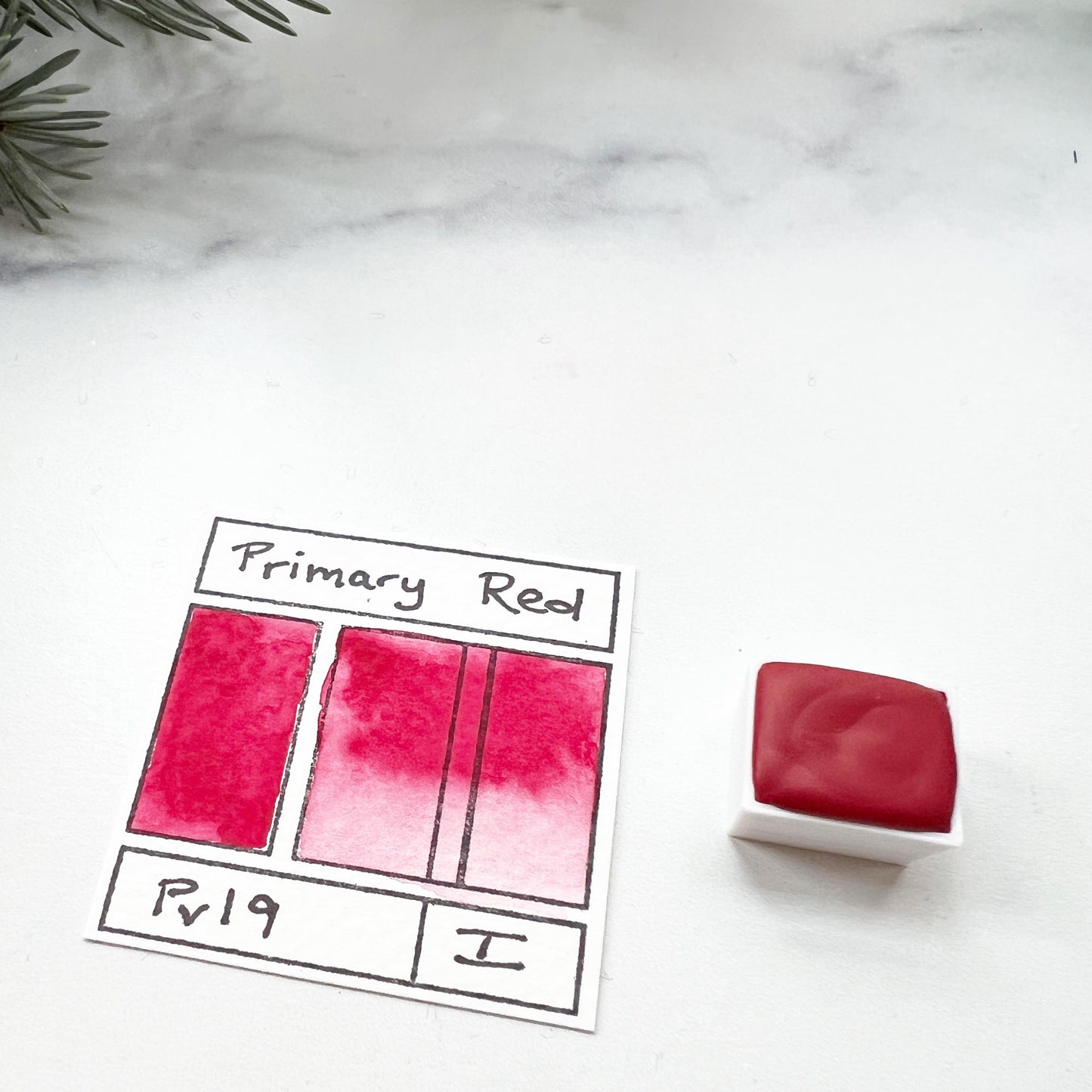 Primary Red. Half pan, full pan or bottle cap of handmade watercolor paint
