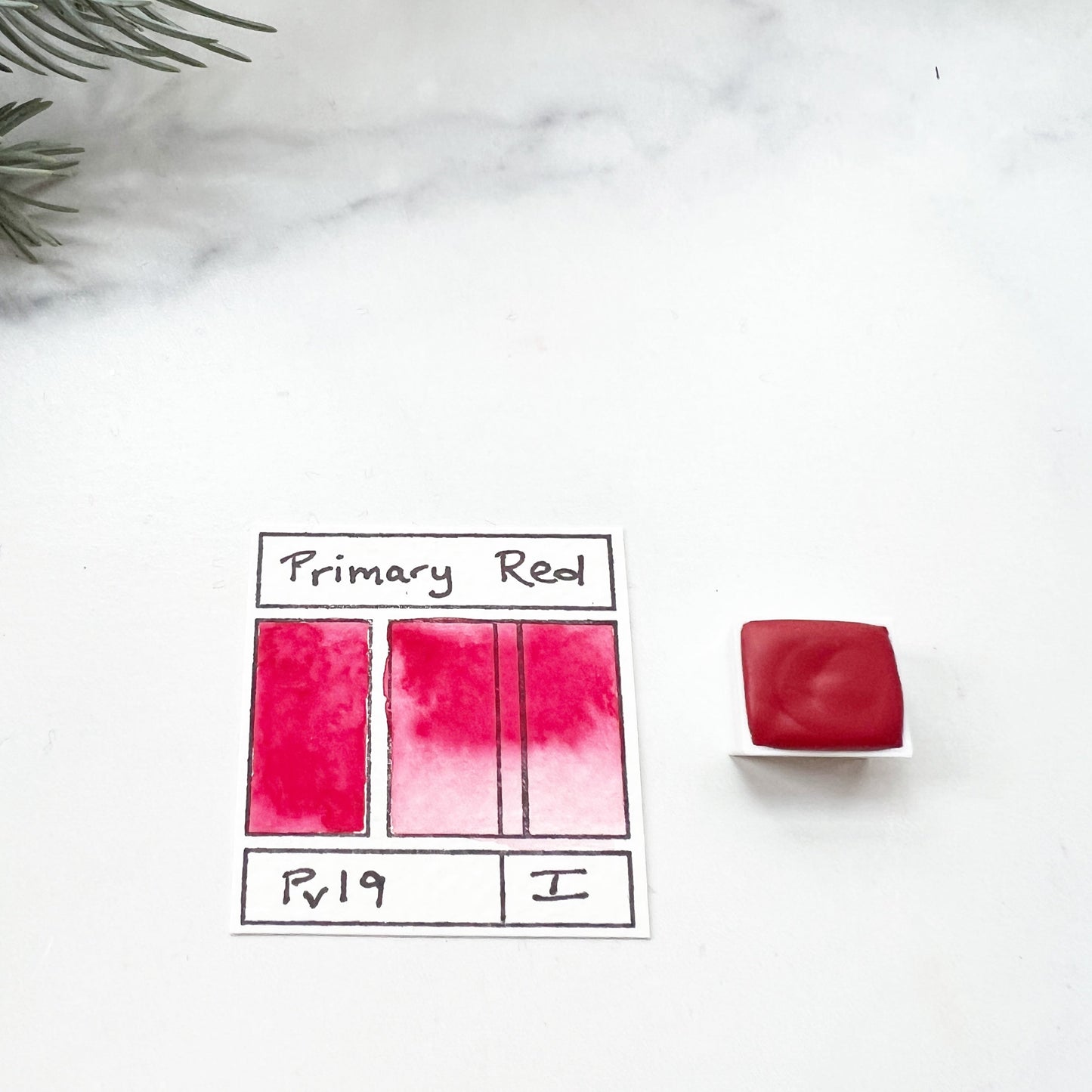 Primary Red. Half pan, full pan or bottle cap of handmade watercolor paint