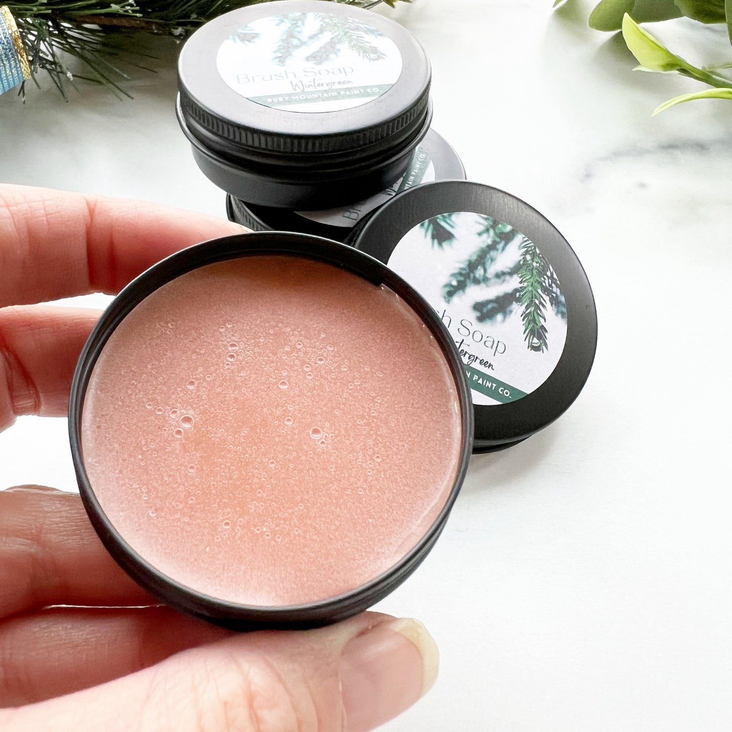 Solid Brush Soap for Paint Brushes - Wintergreen