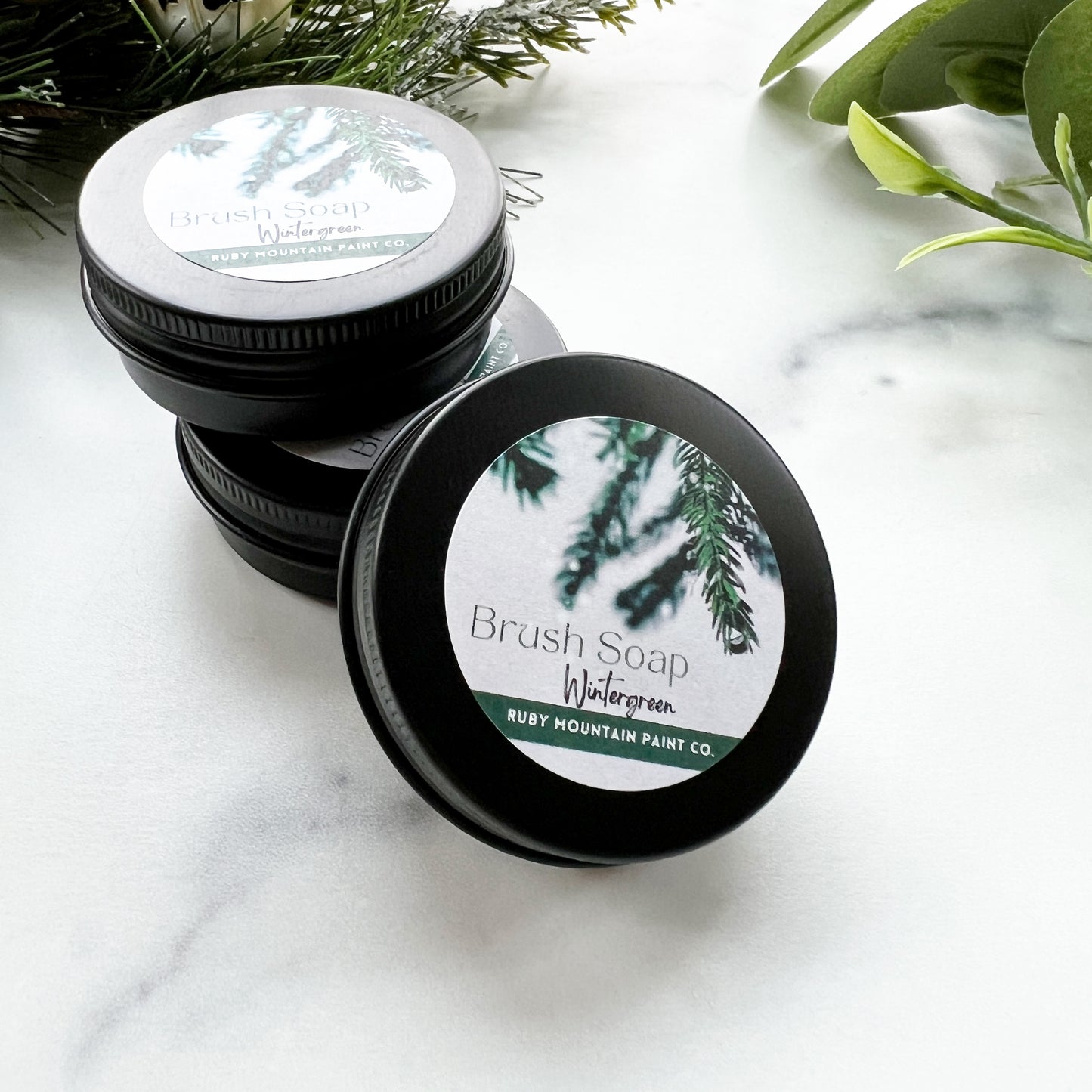Solid Brush Soap for Paint Brushes - Wintergreen