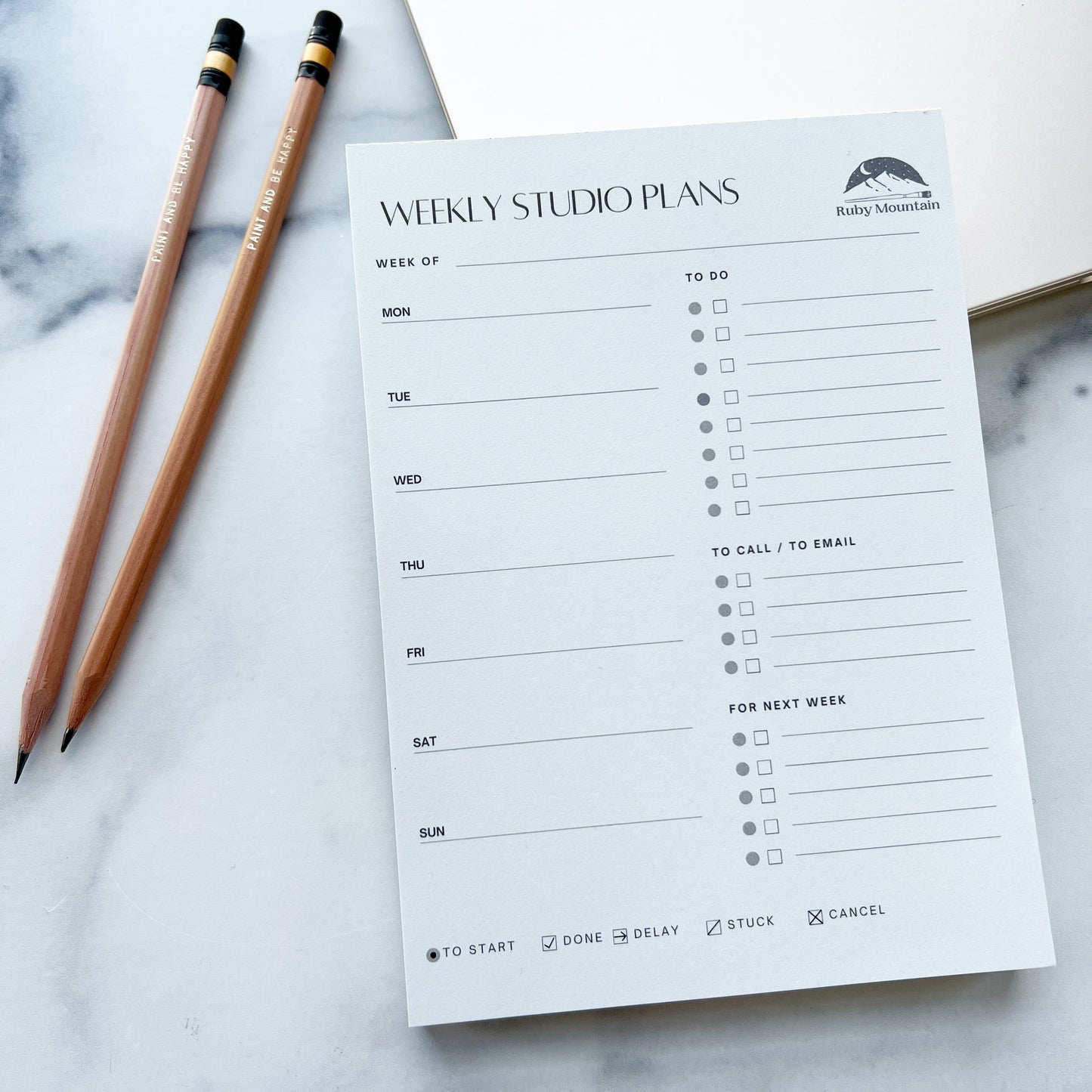 Weekly Studio Plans Notepad