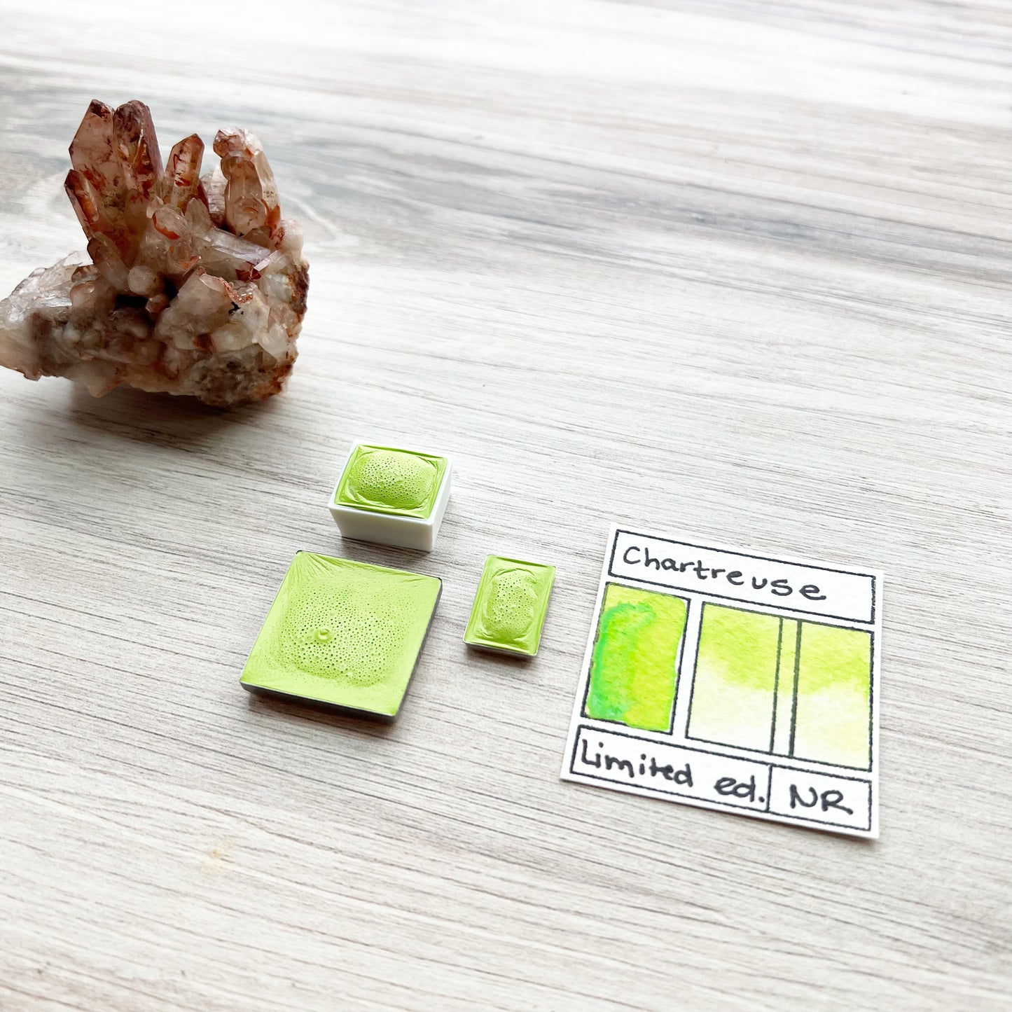 Chartreuse. Half pan, full pan or bottle cap of handmade watercolor paint