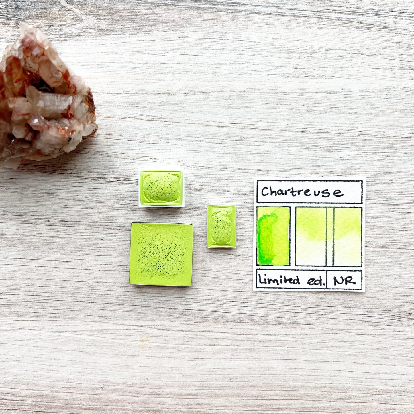 Chartreuse. Half pan, full pan or bottle cap of handmade watercolor paint