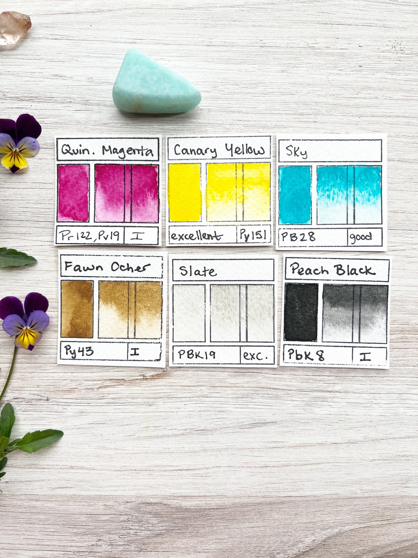 Simple Primary Palette, 6 colors of handmade paint in a travel tin