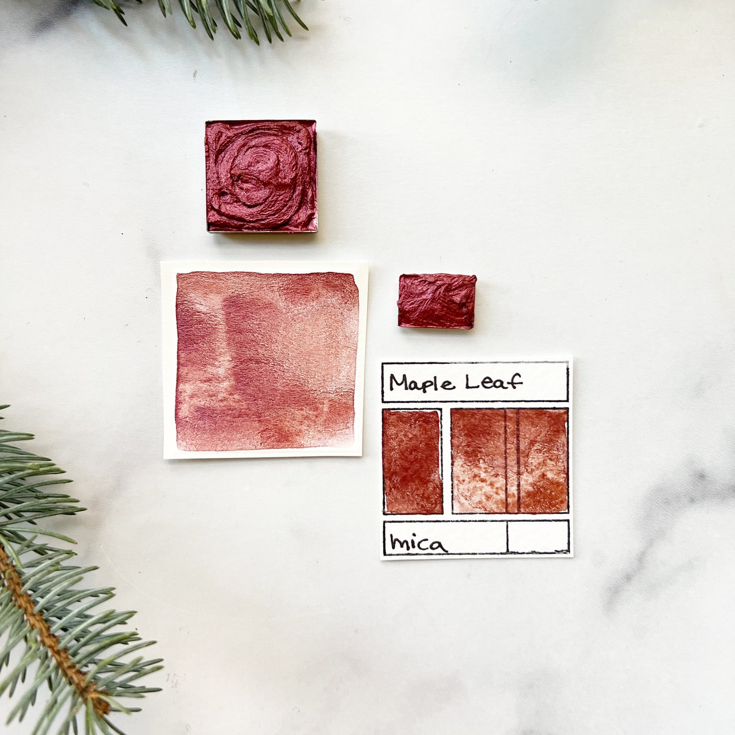 Maple Leaf. Half pan, full pan or bottle cap of handmade watercolor paint