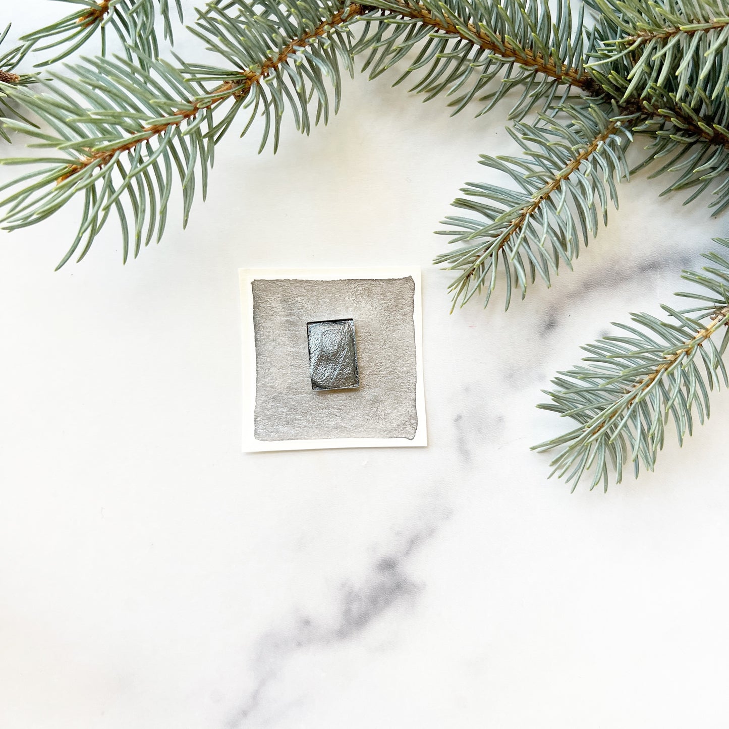 Stormy Silver. Half pan, full pan or bottle cap of handmade watercolor paint