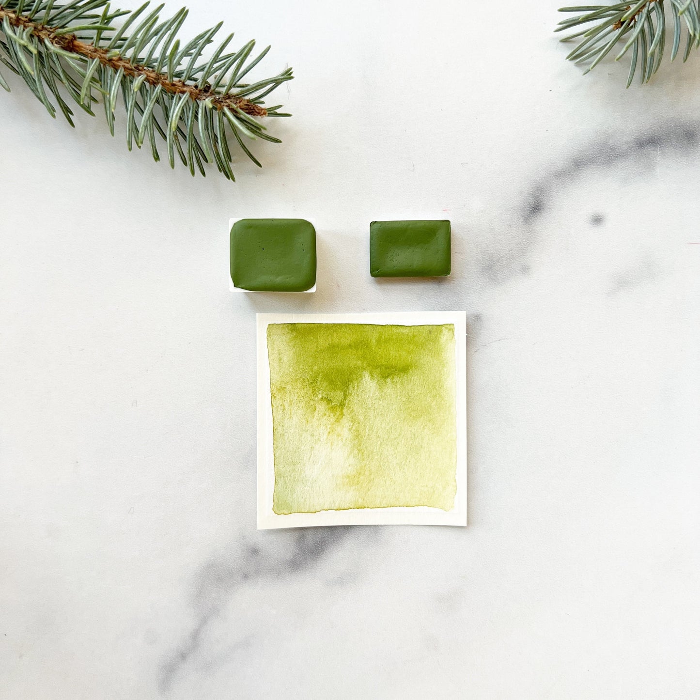 Mistletoe. Half pan, full pan or bottle cap of handmade watercolor paint