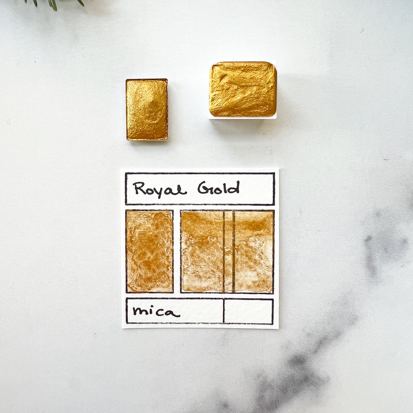 Royal Gold. Half pan, full pan or bottle cap of handmade watercolor paint