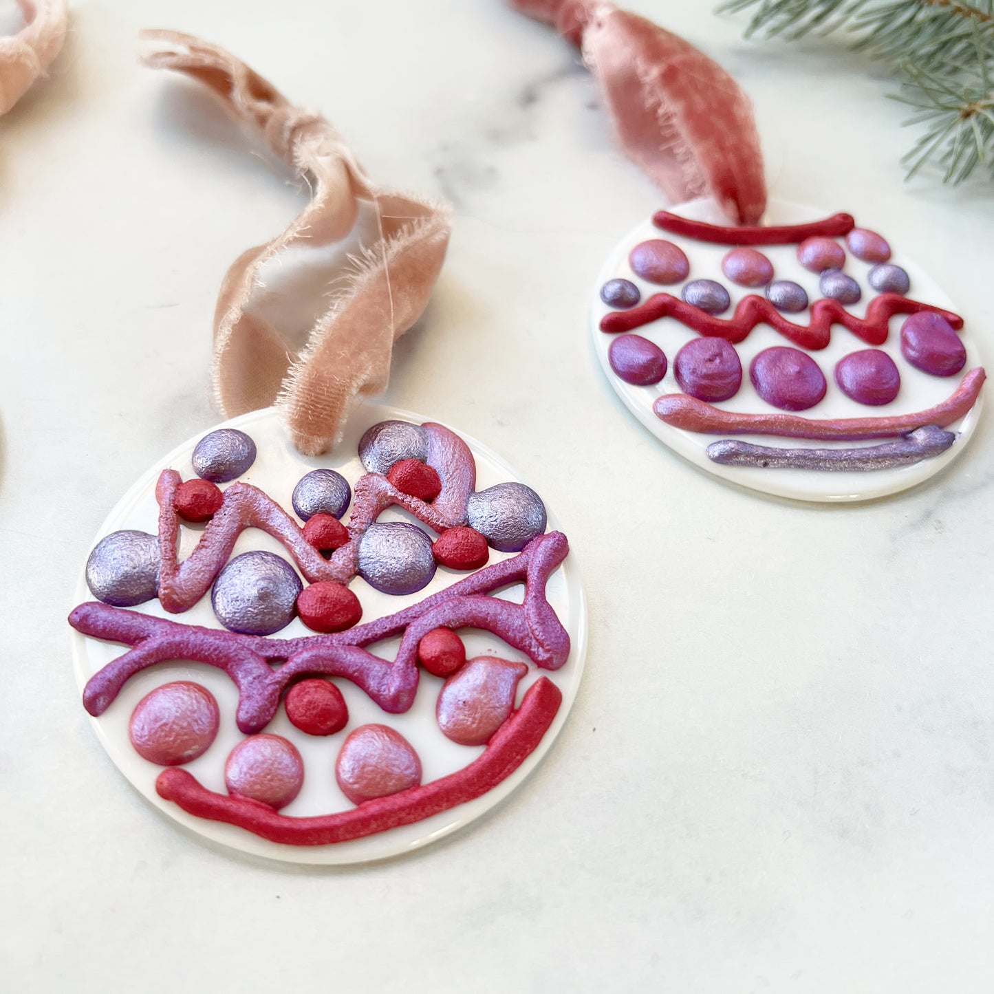Palette Ornaments in Shimmery Shades of Pink