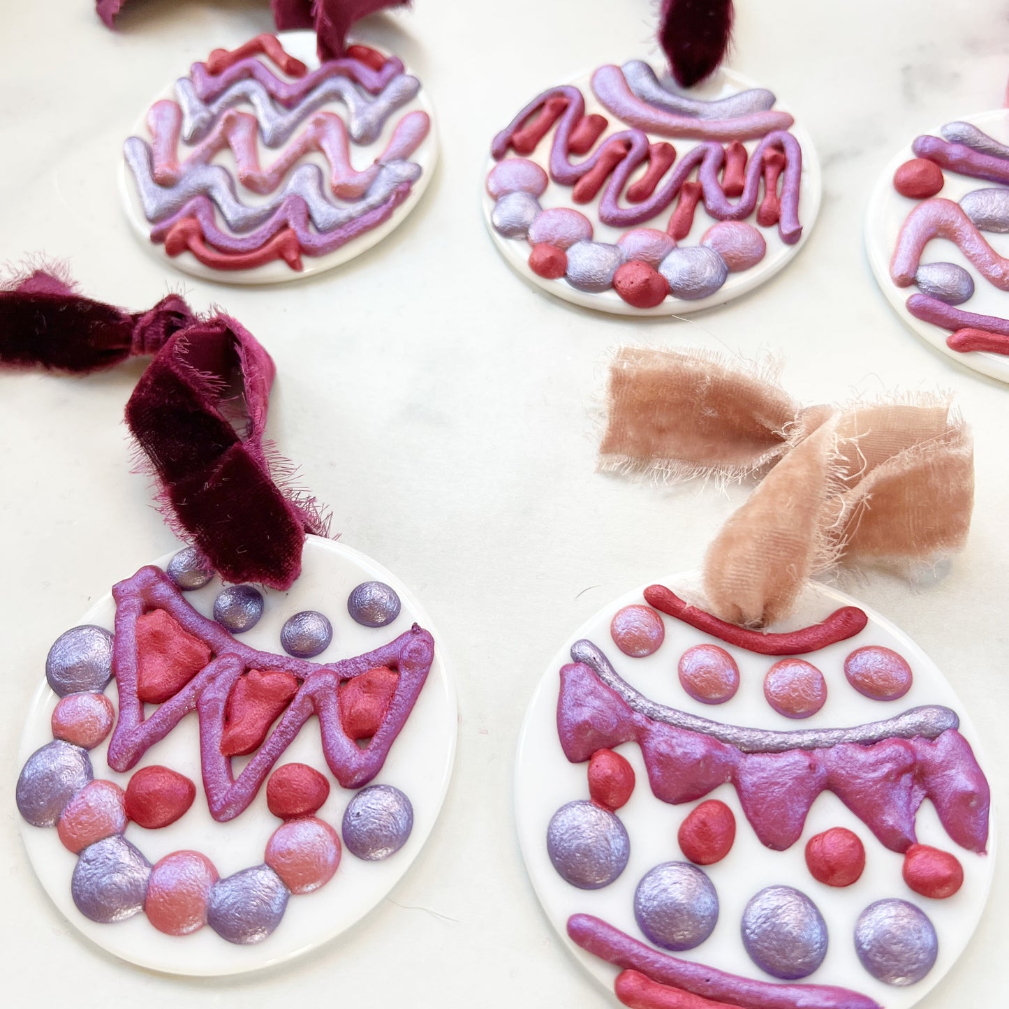 Palette Ornaments in Shimmery Shades of Pink