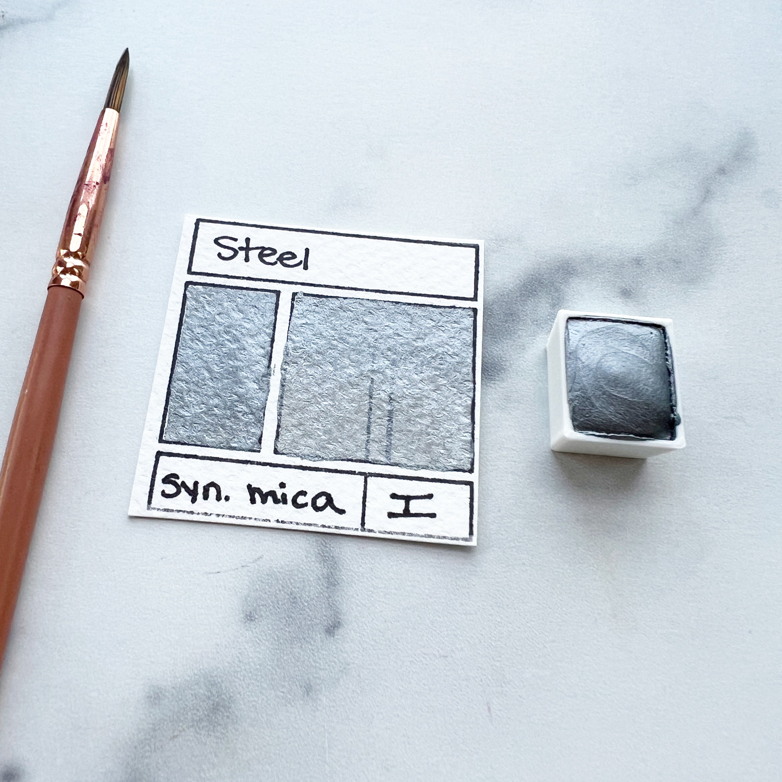 Steel. Half pan, full pan or bottle cap of handmade watercolor paint