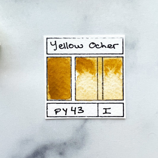 Yellow Ocher. Half pan, full pan or bottle cap of handmade watercolor paint