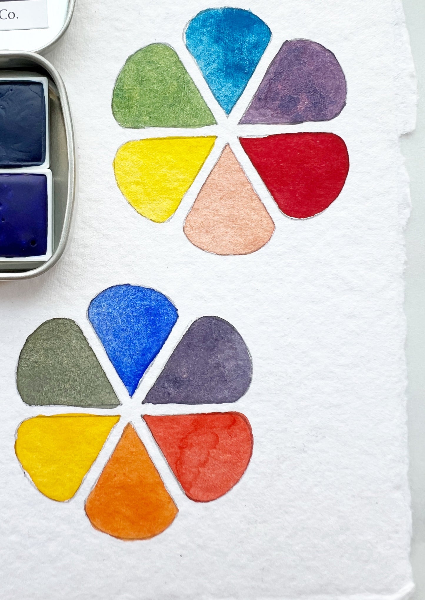 Primary 8 Full Pan Set, a full pan palette of handmade watercolor paint