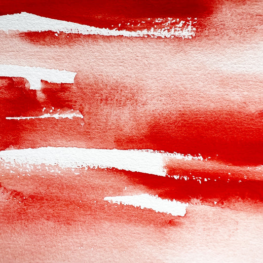 Vermilion. Half pan or bottle cap of handmade watercolor paint