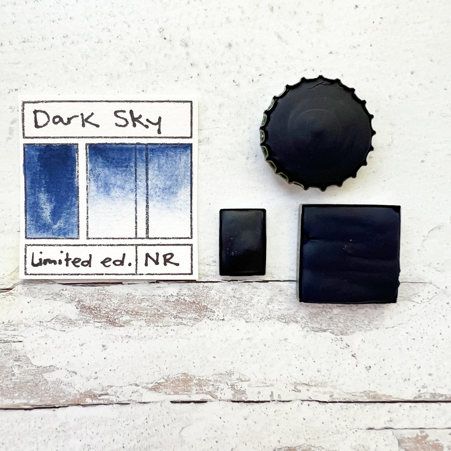 Dark Sky. Half pan, full pan or bottle cap of handmade watercolor paint