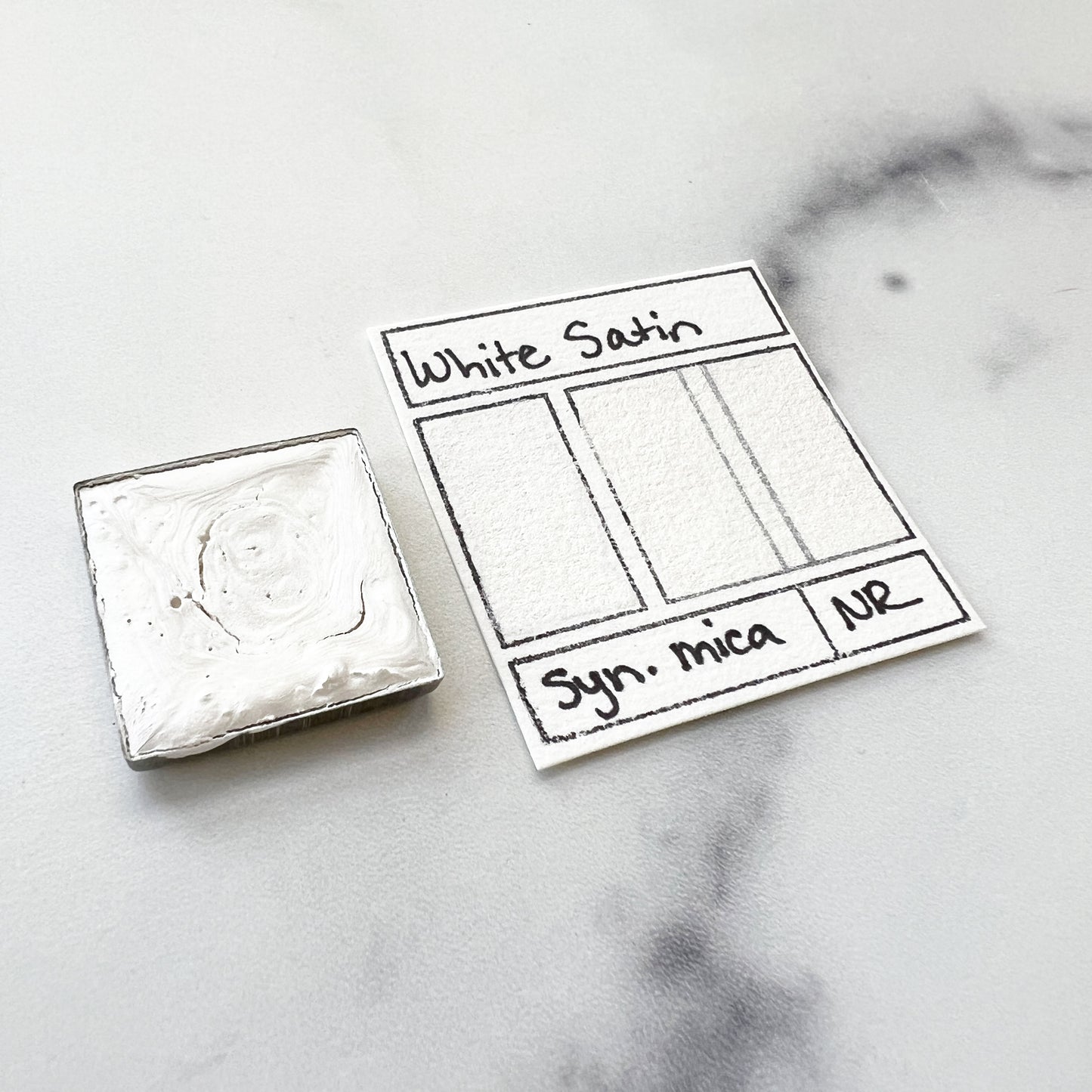 White Satin. Half pan, full pan or bottle cap of handmade watercolor paint