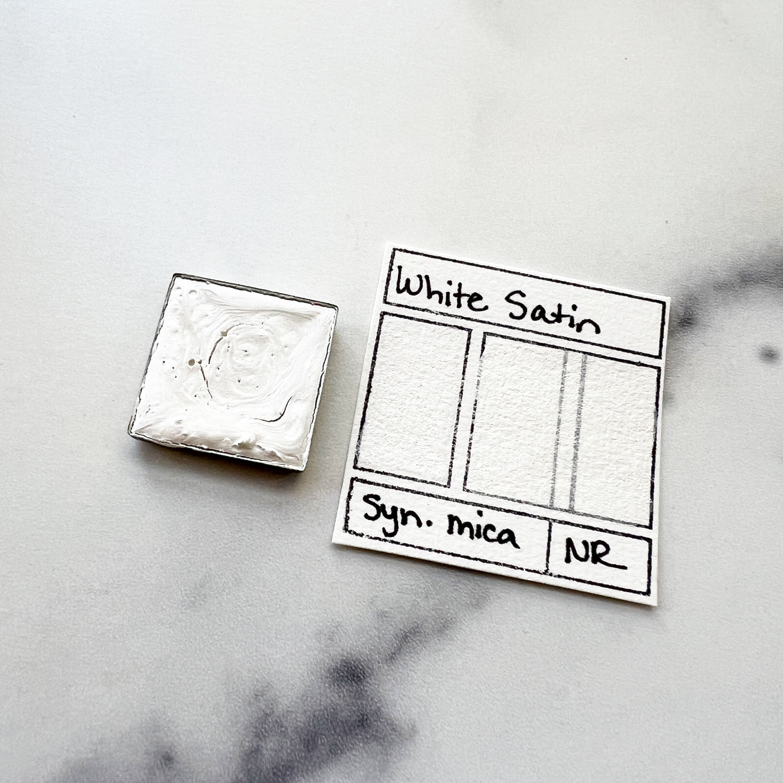 White Satin. Half pan, full pan or bottle cap of handmade watercolor paint