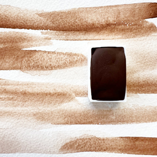 Burnt Sienna. Half pan, full pan or bottle cap of handmade watercolor paint