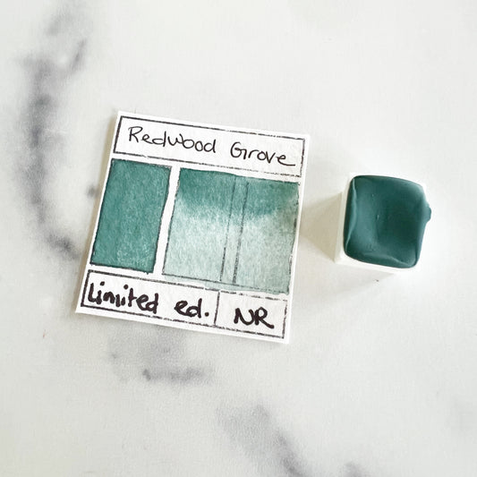 Redwood Grove. Half pan, full pan or bottle cap of handmade watercolor paint