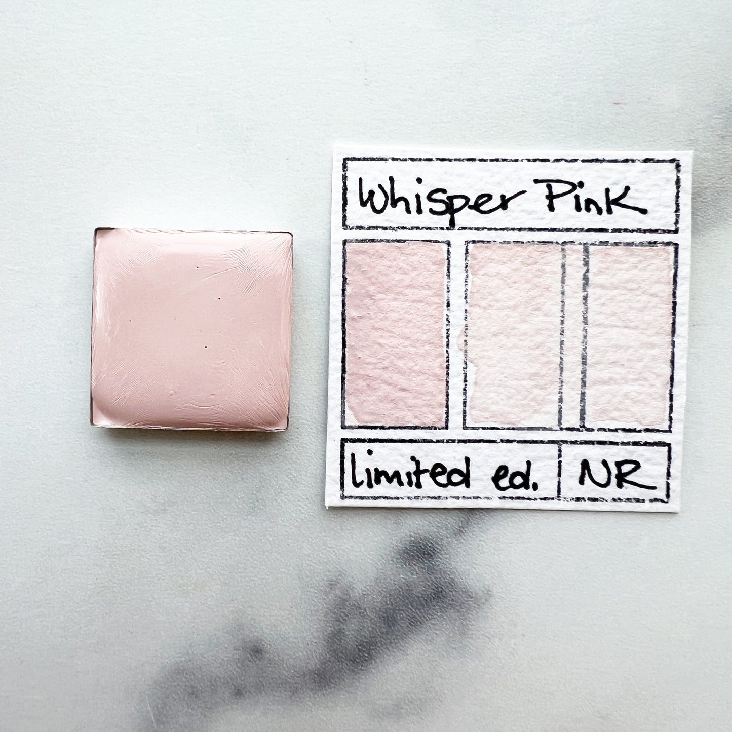 Whisper Pink. Half pan, full pan or bottle cap of handmade watercolor paint