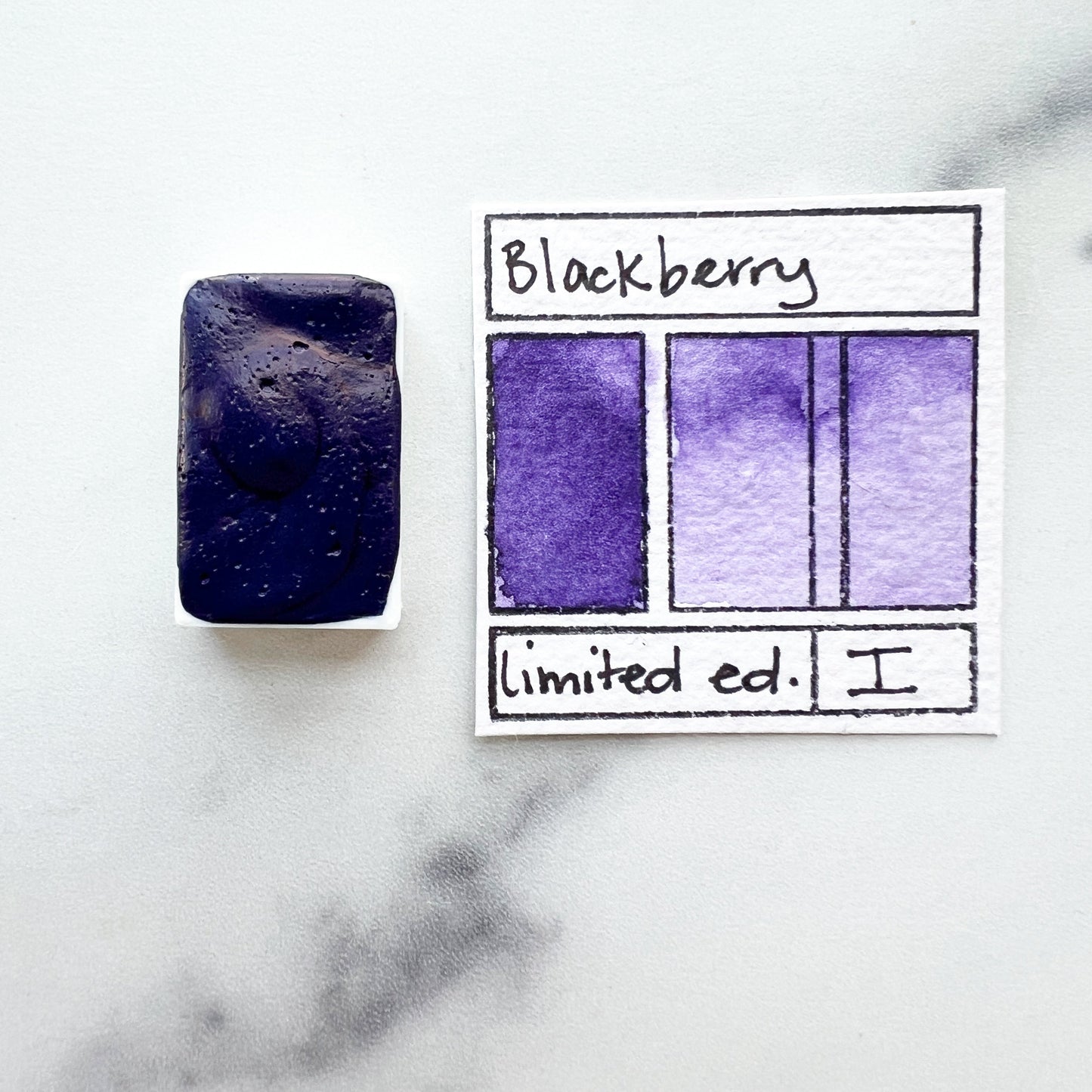 Blackberry. Half pan, full pan or bottle cap of handmade watercolor paint