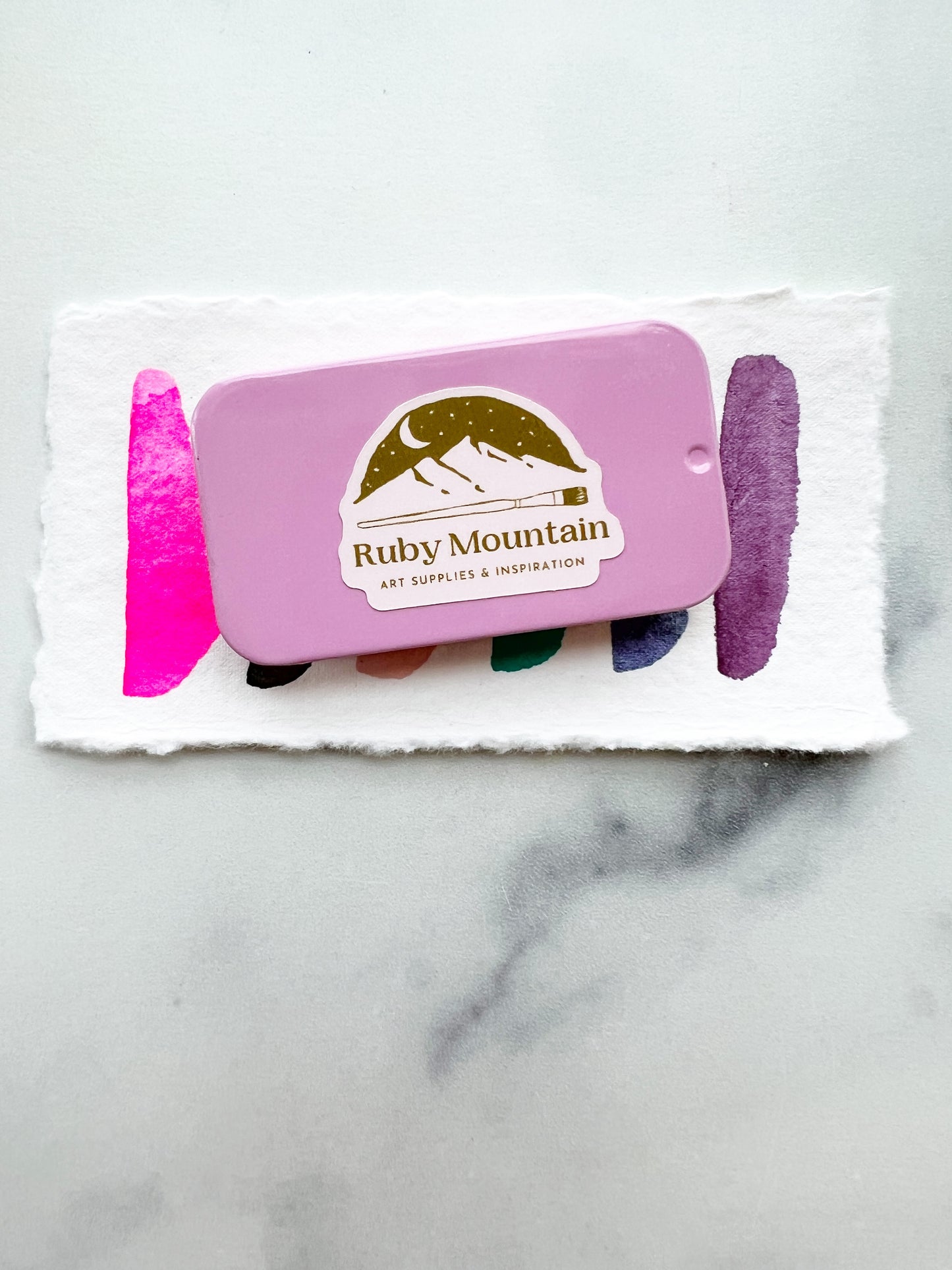 The Susan B Anthony Set, a mini pan set of handmade watercolors