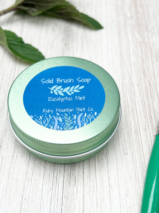 Solid Brush Soap for Paint Brushes - Eucalyptus & Mint