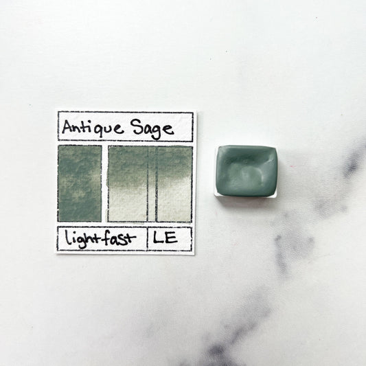Antique Sage. Individual pan of handmade watercolor paint
