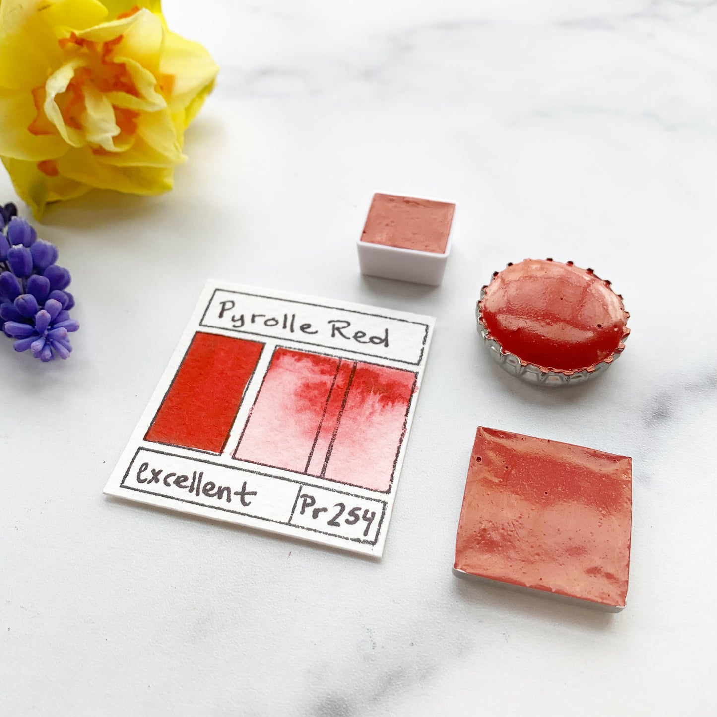 Pyrolle Red. Half pan, full pan or bottle cap of handmade watercolor paint