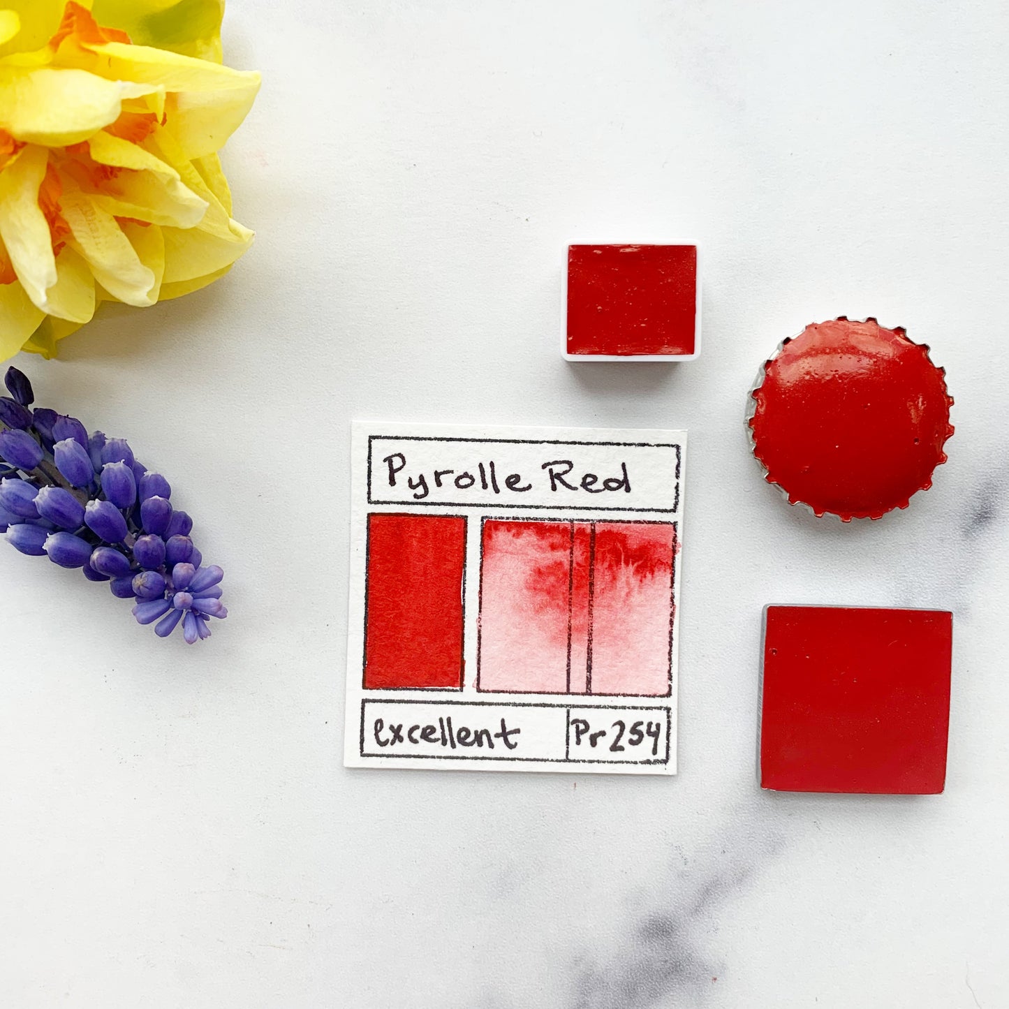 Pyrolle Red. Half pan, full pan or bottle cap of handmade watercolor paint
