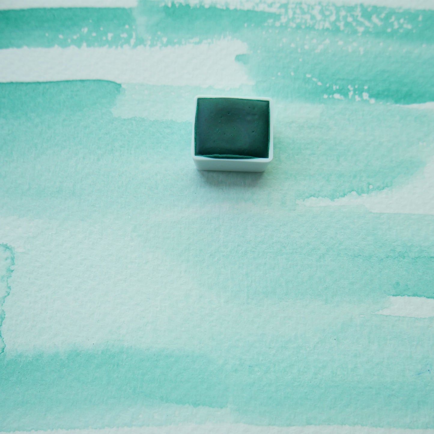 Turquoise. Half pan, full pan or bottle cap of handmade watercolor paint