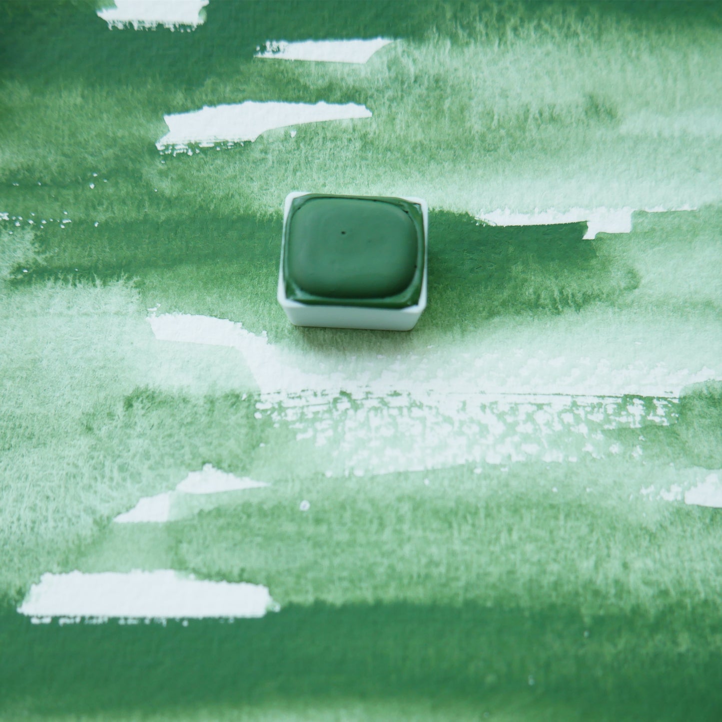 Viridian. Half pan, full pan or bottle cap of handmade watercolor paint