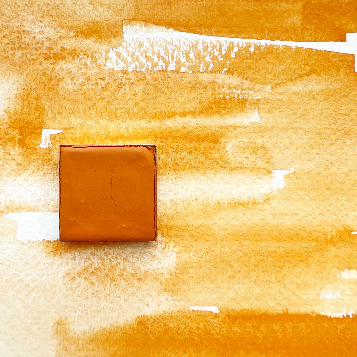 Hokkaido Orange. Half pan, full pan or bottle cap of handmade watercolor paint