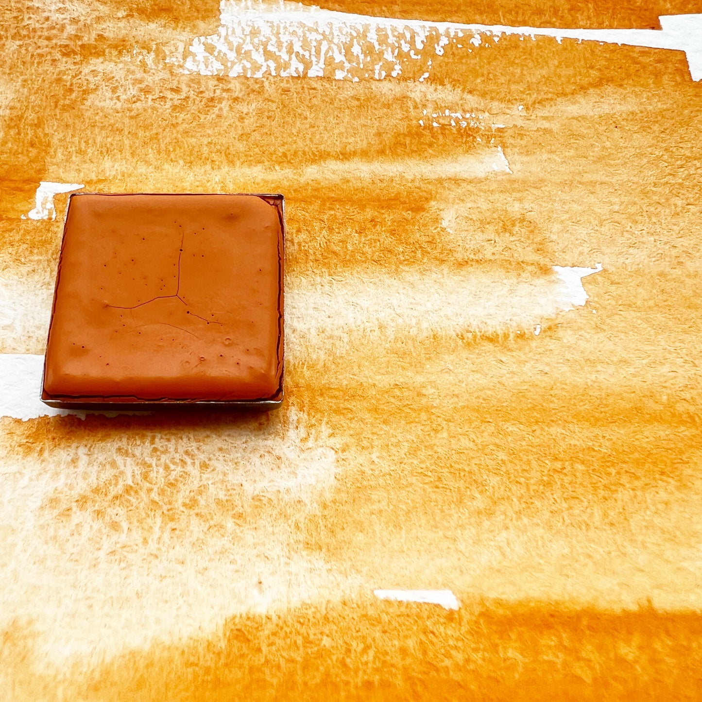 Hokkaido Orange. Half pan, full pan or bottle cap of handmade watercolor paint