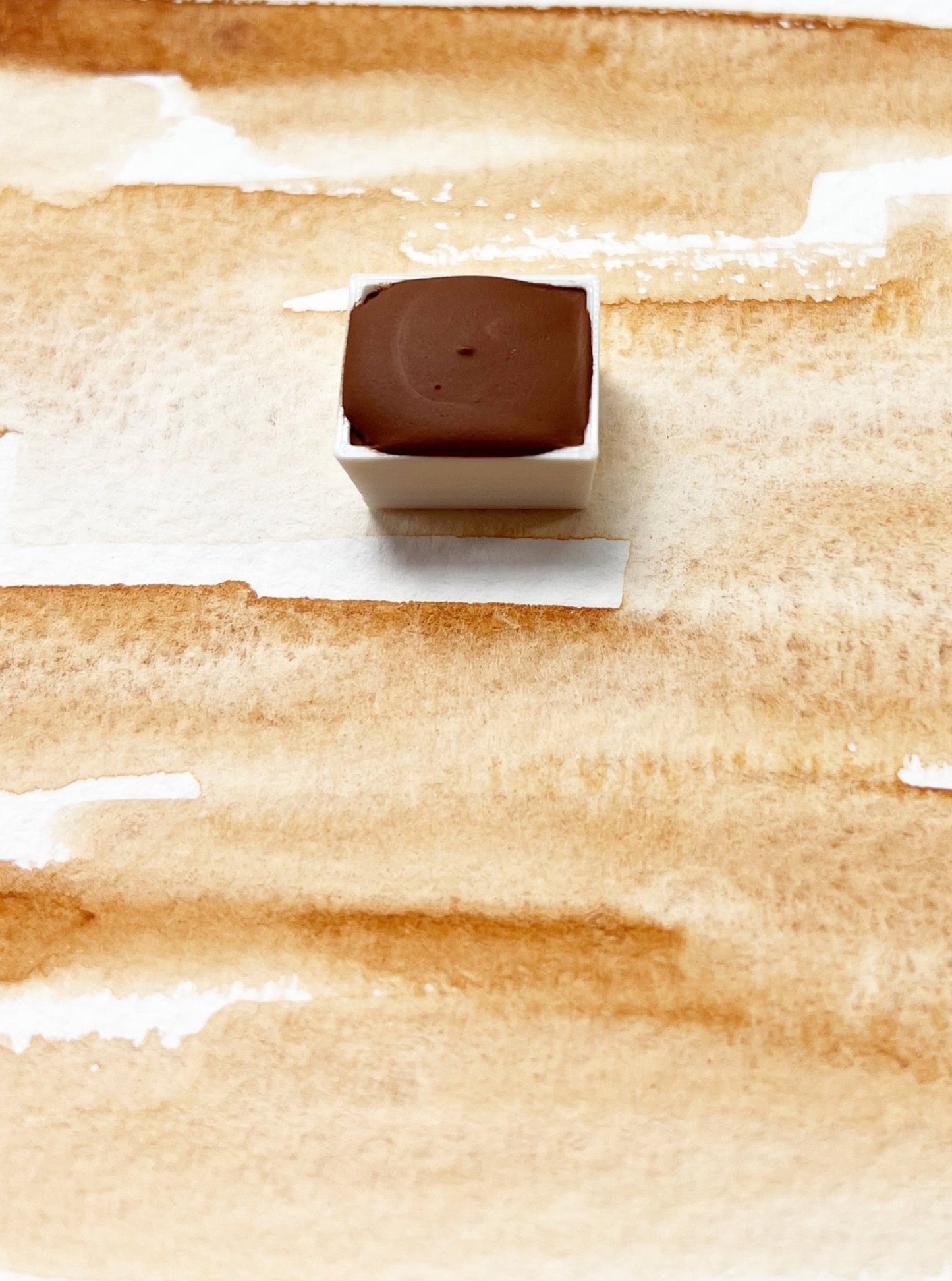 Amber Ocher. Half pan, full pan or bottle cap of handmade watercolor paint