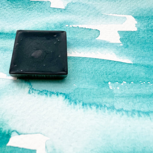 Deep Turquoise. Half pan, full pan or bottle cap of handmade watercolor paint