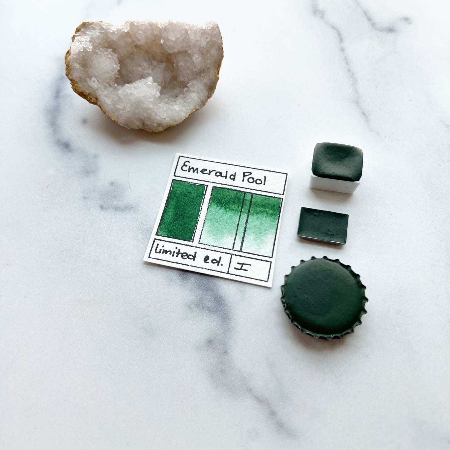 Emerald Pool. Half pan, full pan or bottle cap of handmade watercolor paint