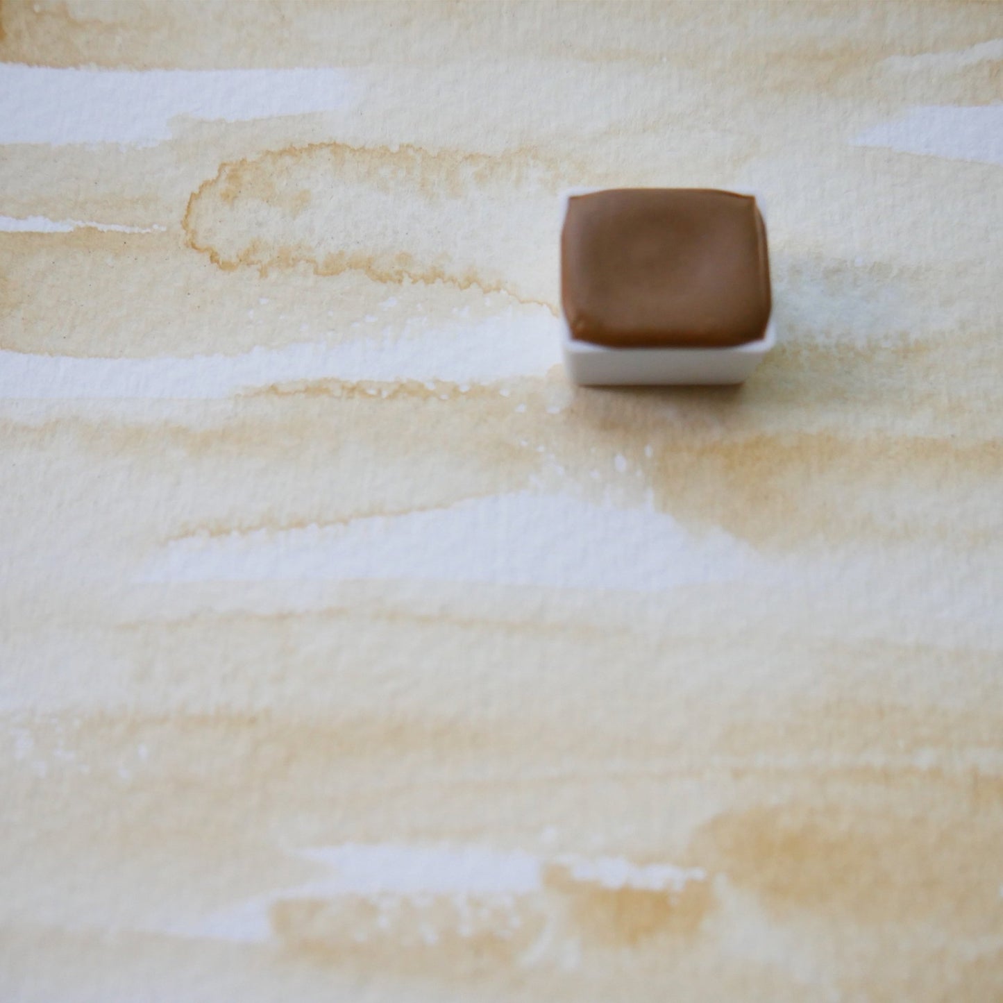 Extra Light Ocher. Half pan, full pan or bottle cap of handmade watercolor paint