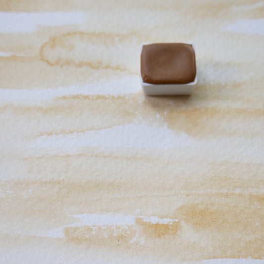 Extra Light Ocher. Half pan, full pan or bottle cap of handmade watercolor paint