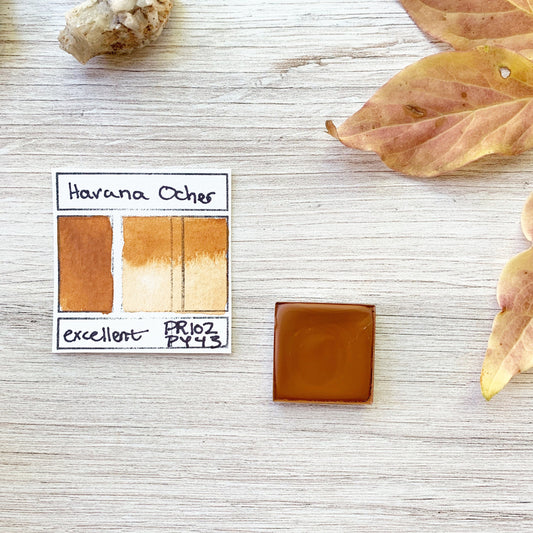 Havana Ocher. Half pan, full pan or bottle cap of handmade watercolor paint