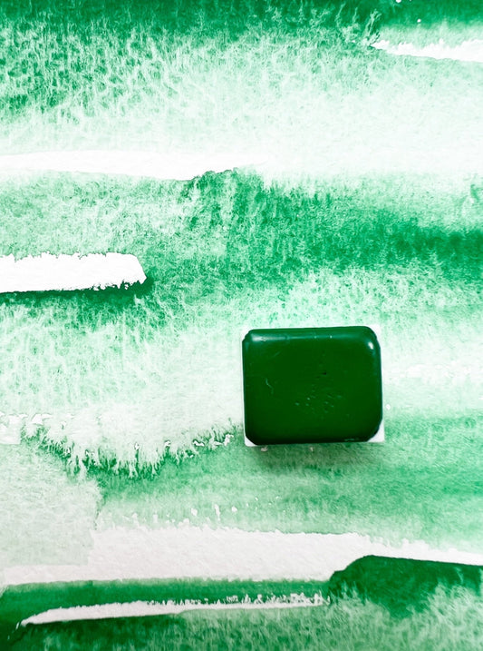 Kelly Green. Half pan, full pan or bottle cap of handmade watercolor paint