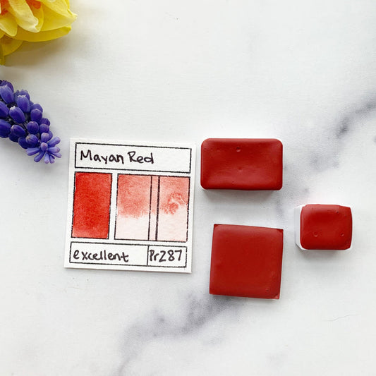 Maya Red. Half pan, full pan or bottle cap of handmade watercolor paint