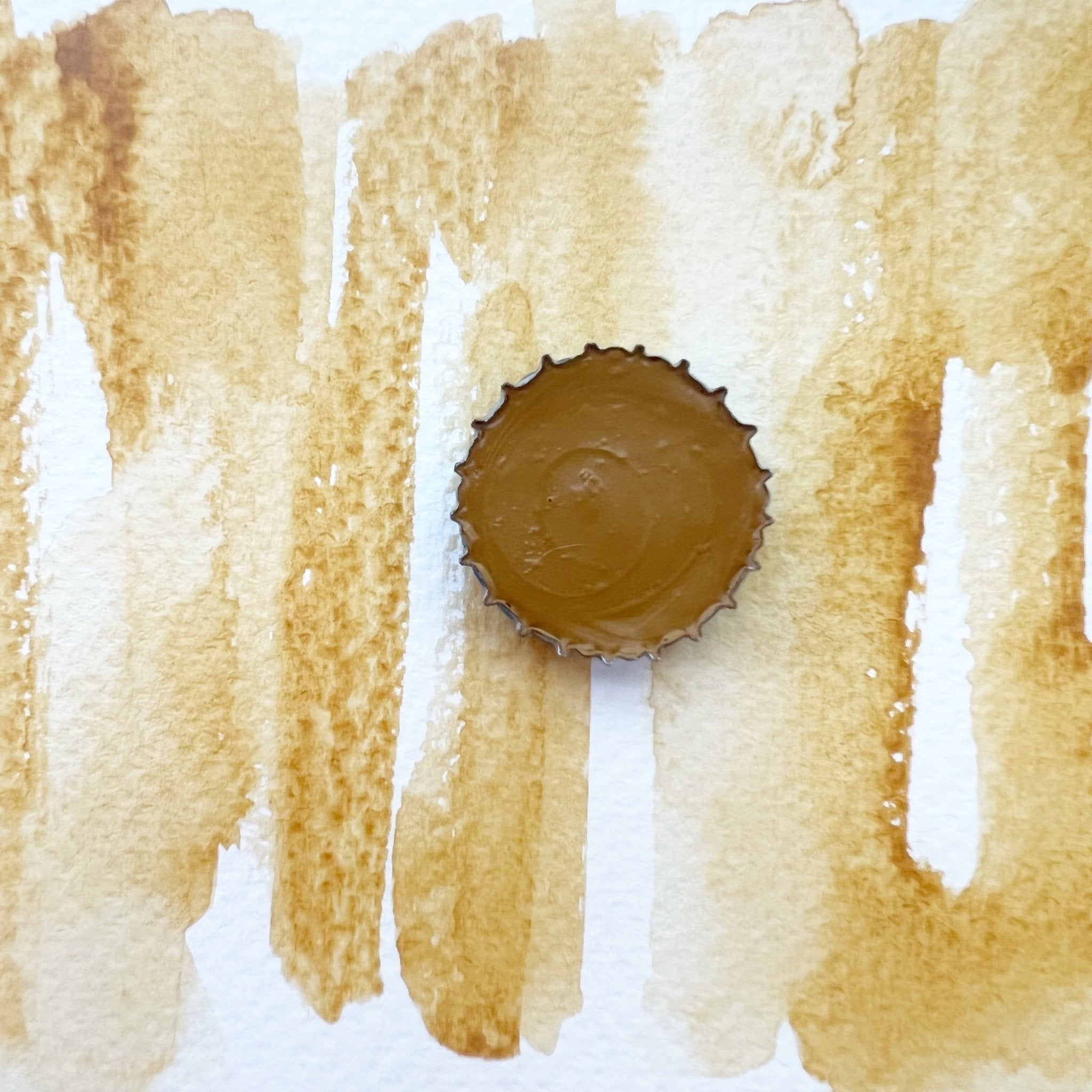 Moroccan Yellow Ocher. Half pan, full pan or bottle cap of handmade watercolor paint