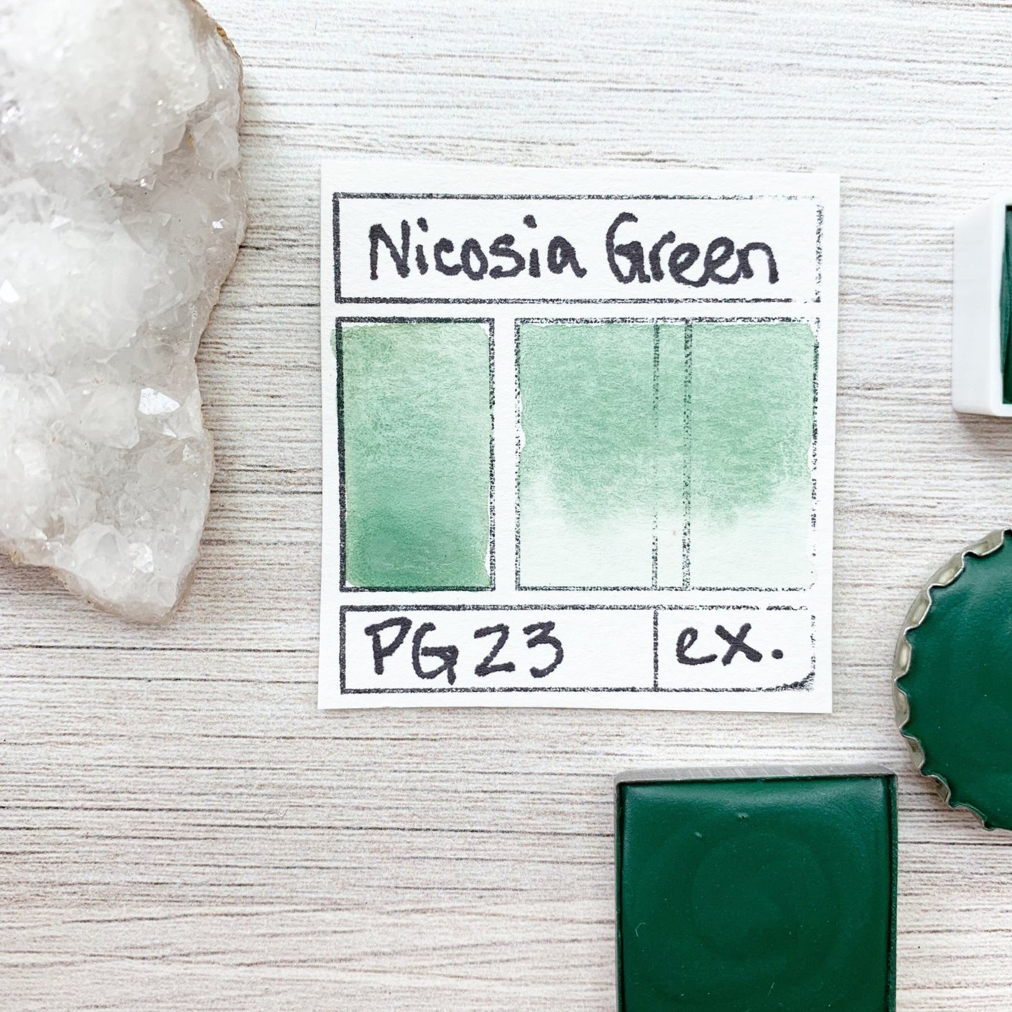 Nicosia Green Earth. Half pan, full pan or bottle cap of handmade watercolor paint
