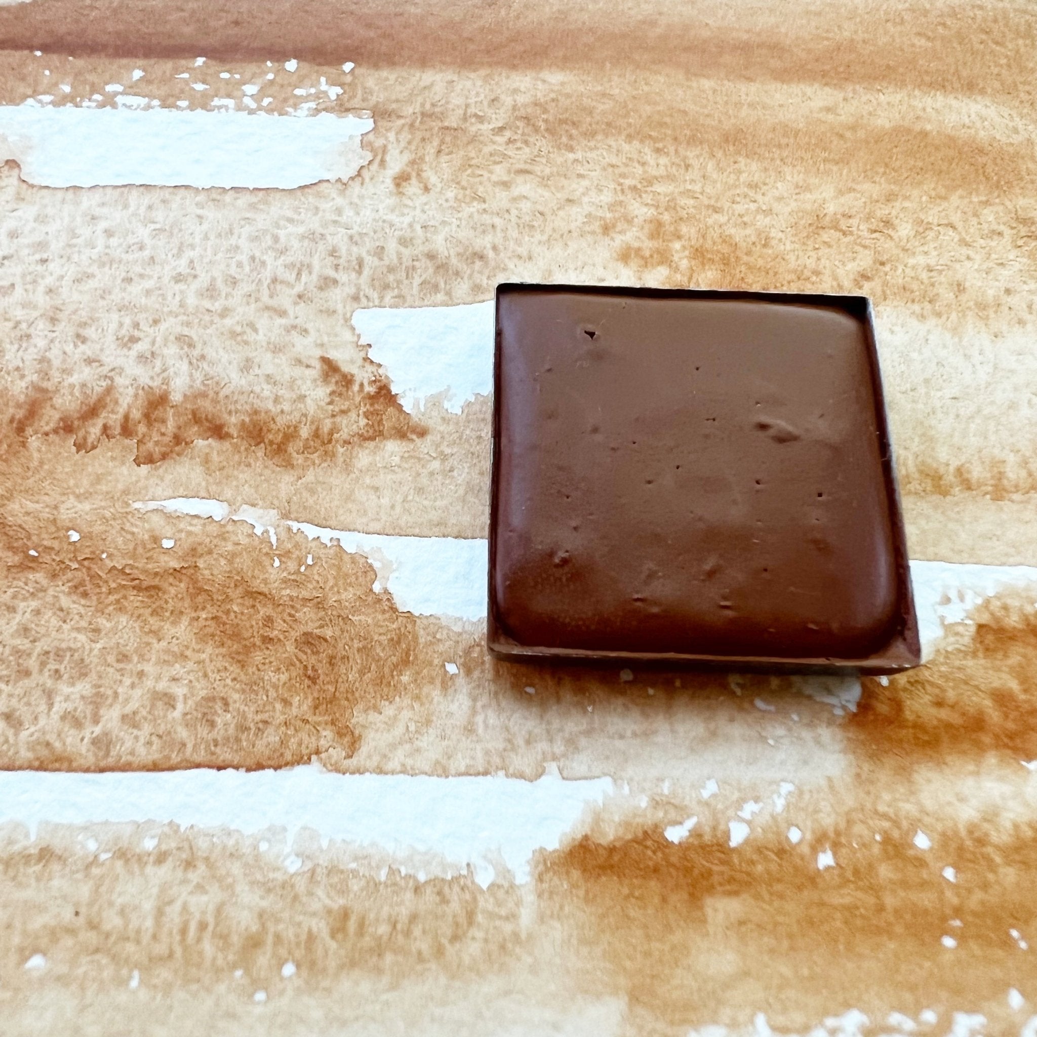 Orange Ocher. Half pan, full pan or bottle cap of handmade watercolor paint