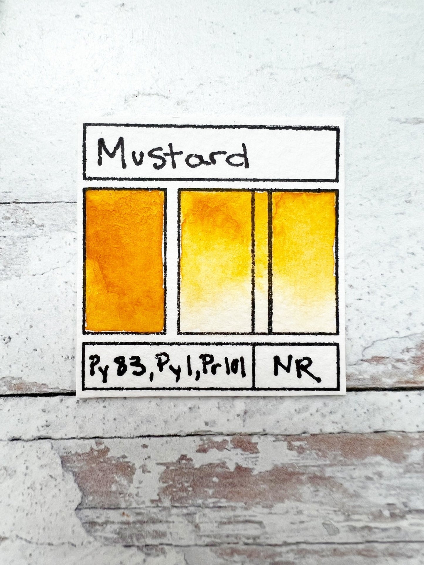 RM Mustard. Half pan, full pan or bottle cap of handmade watercolor paint