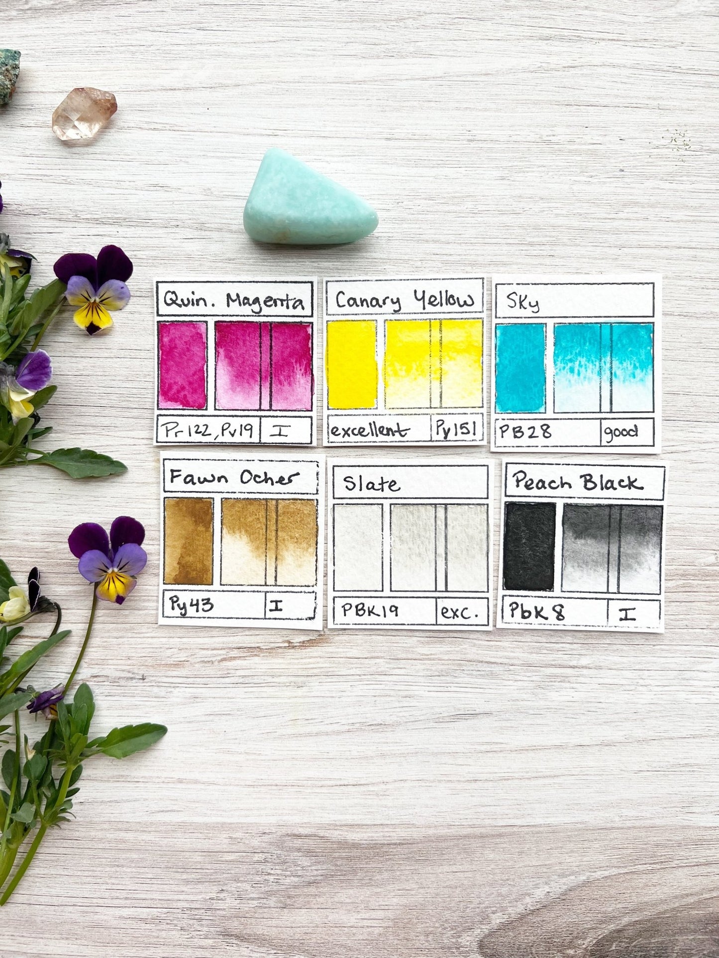 Simple Primary Palette, 6 colors of handmade paint in a travel tin - Ruby Mountain