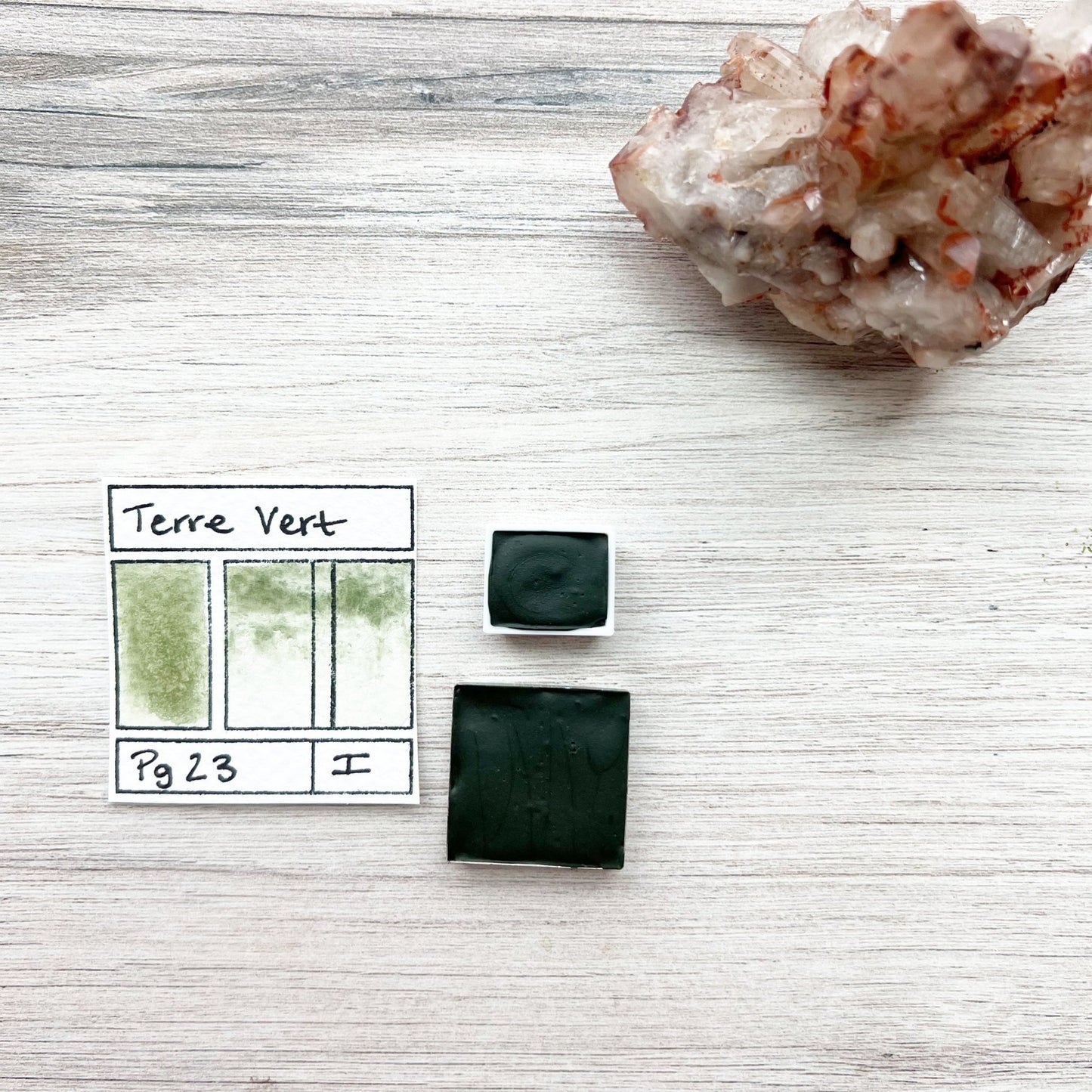 Terre Verte. Half pan, full pan or bottle cap of handmade watercolor paint - Ruby Mountain
