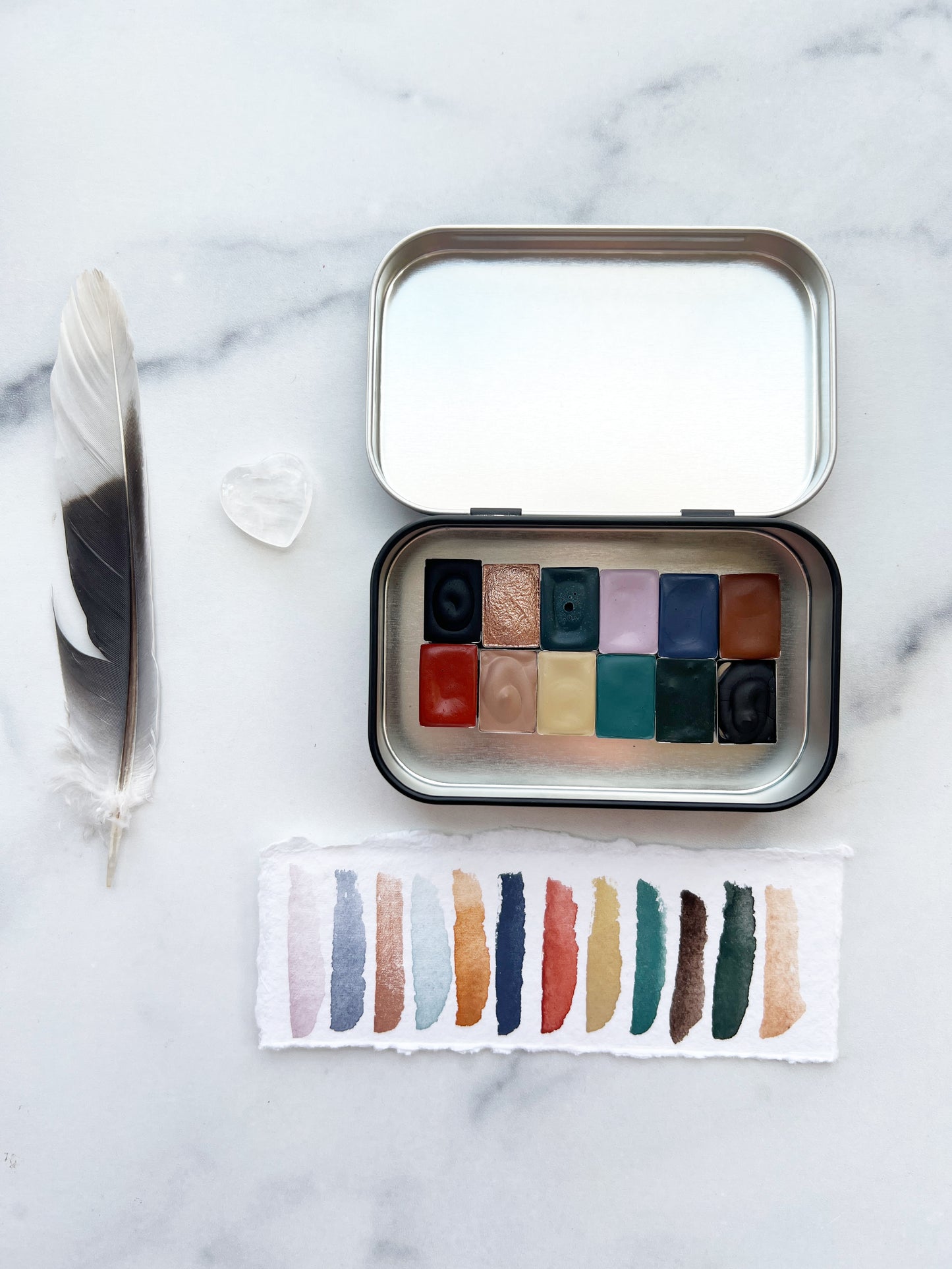 Midwinter Mini Palette, a mini pan set of handmade watercolors